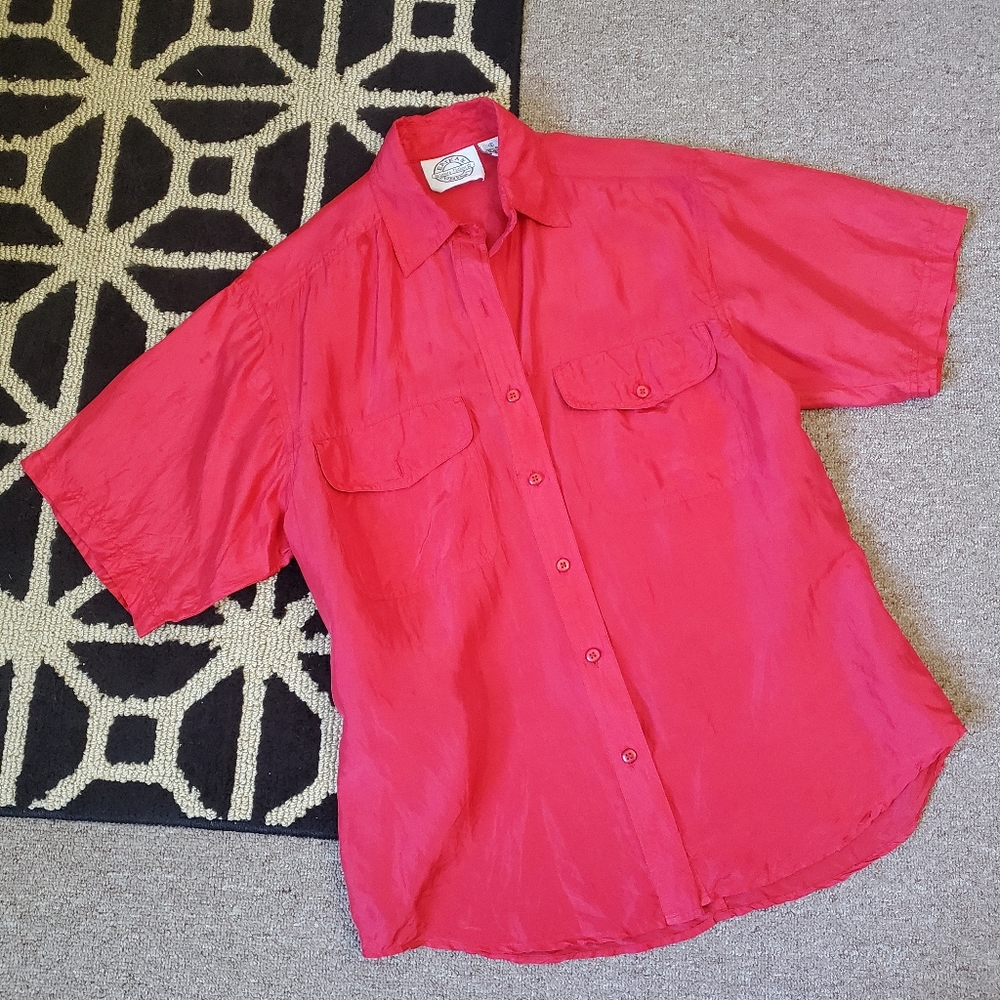 Red Silk Blouse - Picture 5 of 16